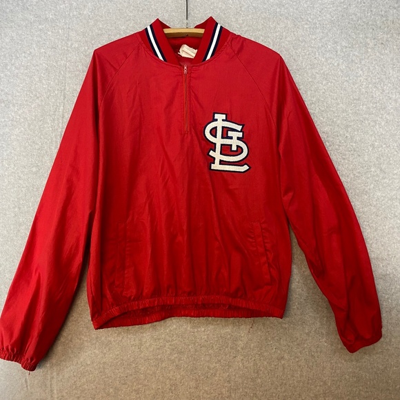 Vintage St Louis Cardinals Jacket Large MLB Majestic Lightweight Pullover Zip - Picture 1 of 9